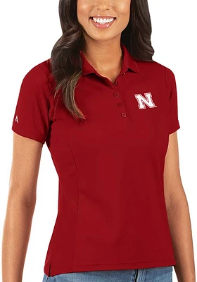 Womens Nebraska Cornhuskers Antigua Legacy Pique Short Sleeve Polo Shirt