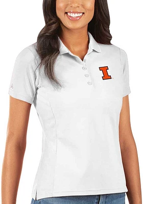 Womens Illinois Fighting Illini Antigua Legacy Pique Short Sleeve Polo Shirt