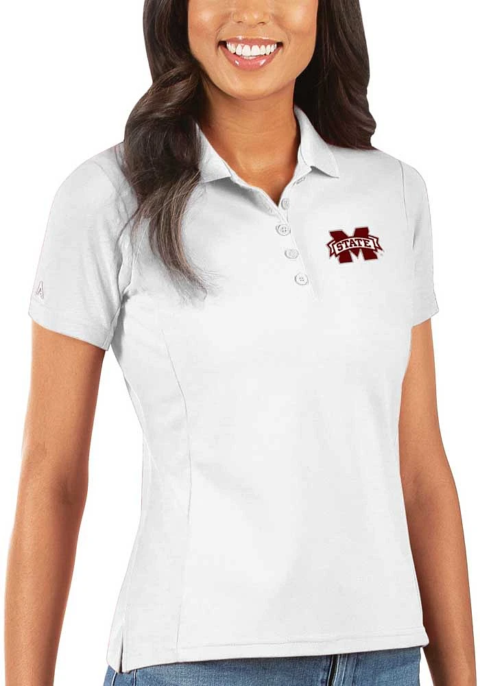 Antigua Mississippi State Bulldogs Womens Legacy Pique Short Sleeve Polo Shirt