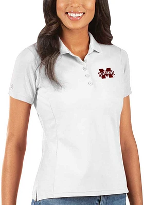 Antigua Mississippi State Bulldogs Womens Legacy Pique Short Sleeve Polo Shirt