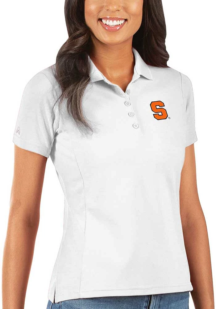 Antigua Syracuse Orange Womens Legacy Pique Short Sleeve Polo Shirt