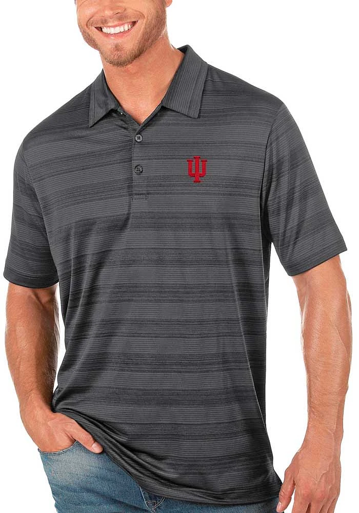 Antigua Indiana Hoosiers Mens Grey Compass Short Sleeve Polo