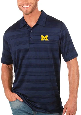 Antigua Michigan Wolverines Mens Blue Compass Short Sleeve Polo