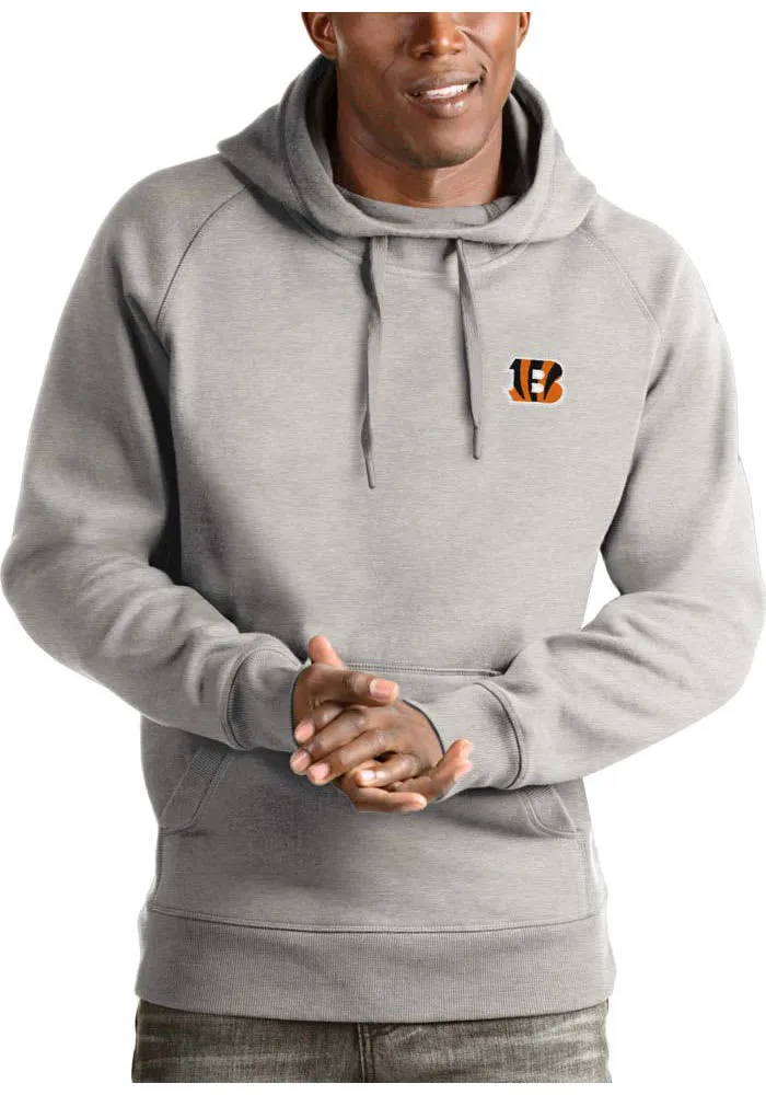 Antigua Cincinnati Bengals Mens Grey Victory Long Sleeve Hoodie