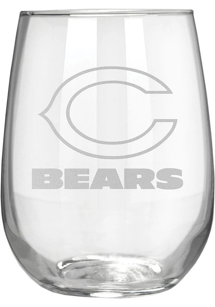 Chicago Bears 15oz Laser Etch Stemless Wine Glass - White