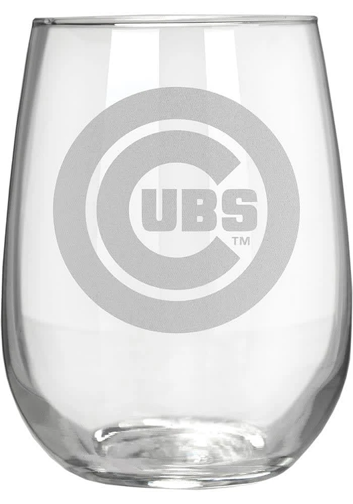 Chicago Cubs 15oz Laser Etch Stemless Wine Glass - White
