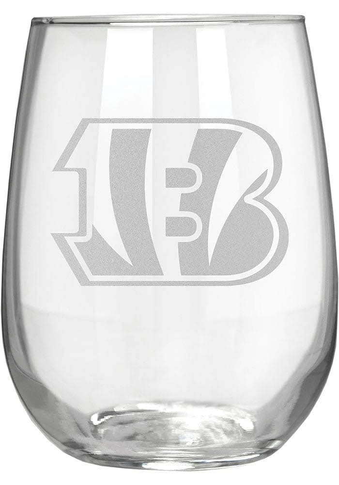 Cincinnati Bengals 15oz Laser Etch Stemless Wine Glass - White