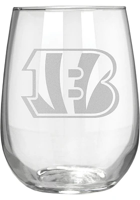 Cincinnati Bengals 15oz Laser Etch Stemless Wine Glass - White
