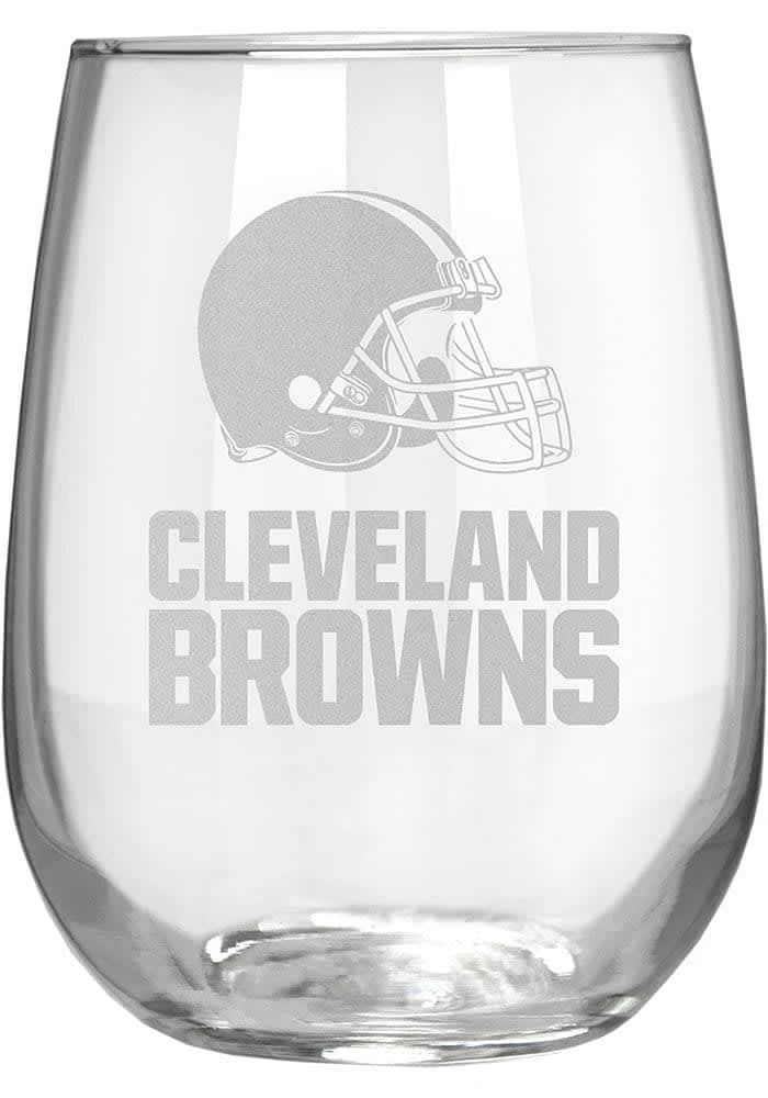 Cleveland Browns 15oz Laser Etch Stemless Wine Glass - White