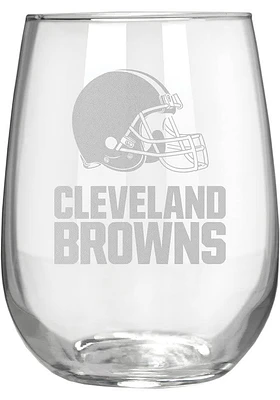 Cleveland Browns 15oz Laser Etch Stemless Wine Glass - White