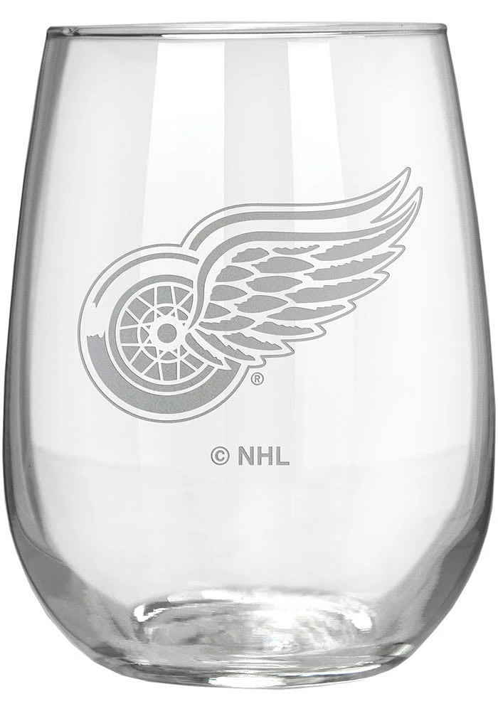 Detroit Red Wings 15oz Laser Etch Stemless Wine Glass - White