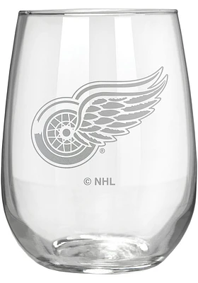 Detroit Red Wings 15oz Laser Etch Stemless Wine Glass - White