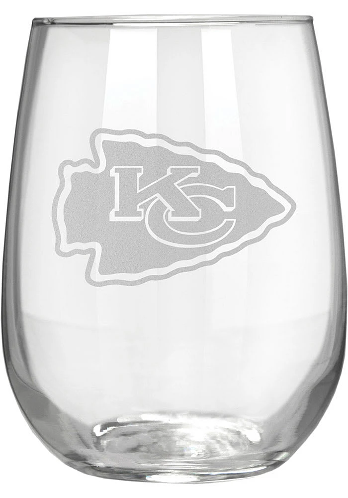 Kansas City Chiefs 15oz Laser Etch Stemless Wine Glass - White