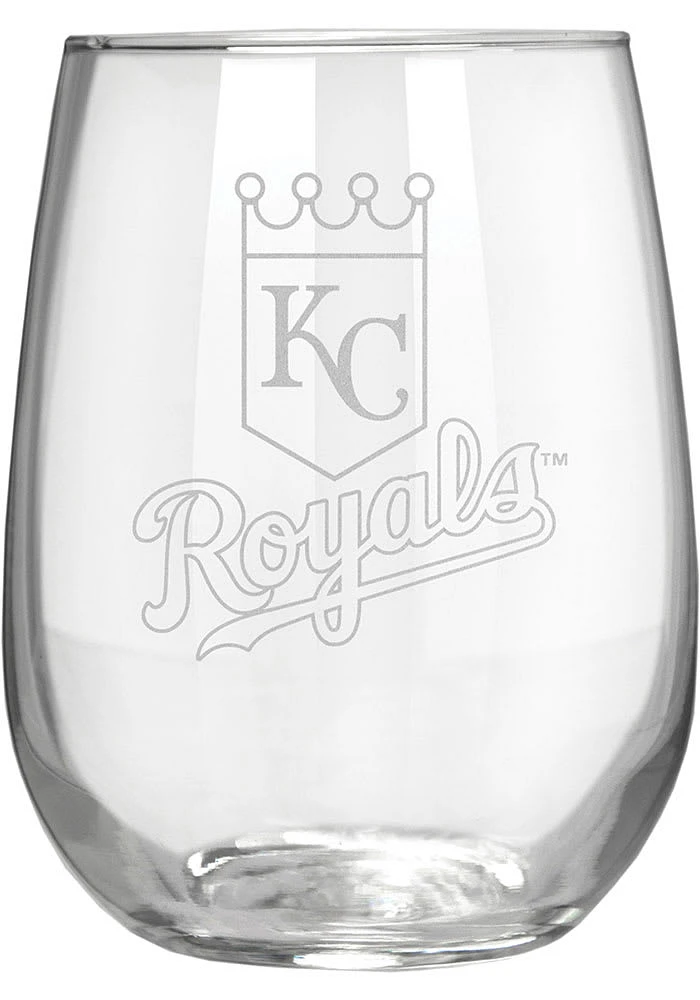 Kansas City Royals 15oz Laser Etch Stemless Wine Glass - White