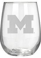 Michigan Wolverines 15oz Laser Etch Stemless Wine Glass - White