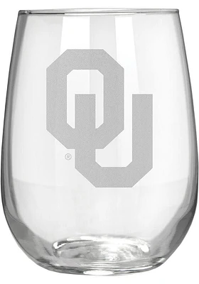 Oklahoma Sooners 15oz Laser Etch Stemless Wine Glass - White
