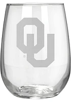 Oklahoma Sooners 15oz Laser Etch Stemless Wine Glass - White