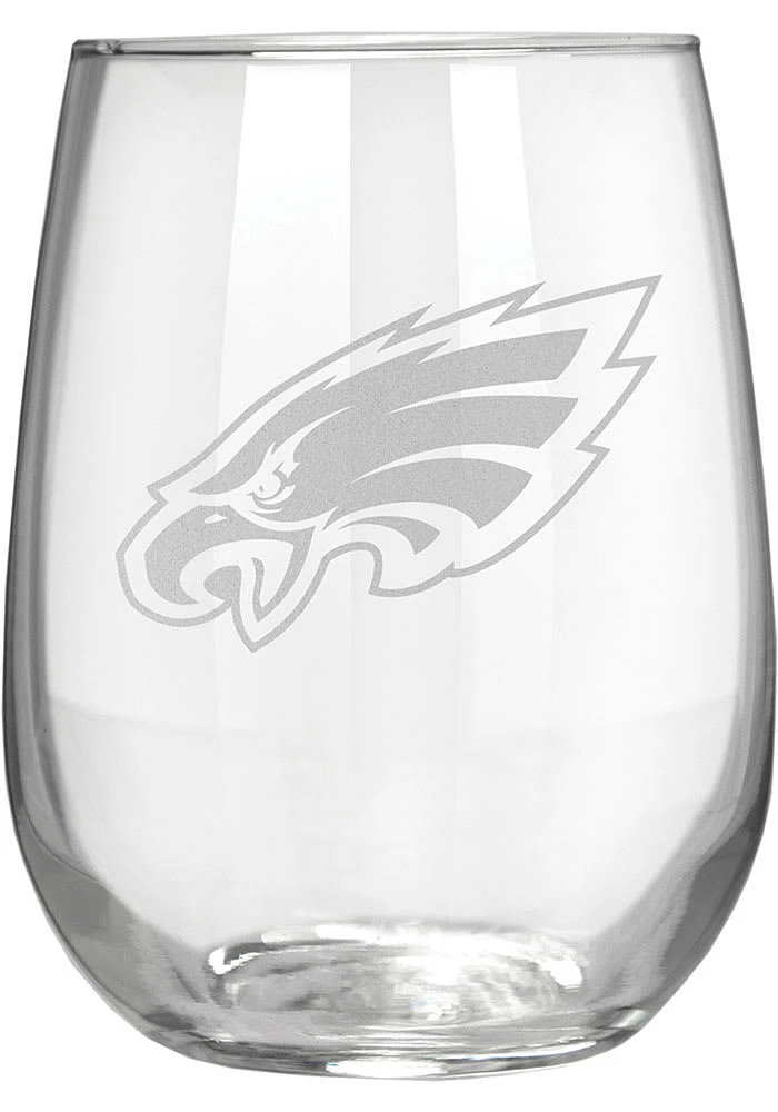 Philadelphia Eagles 15oz Laser Etch Stemless Wine Glass - White
