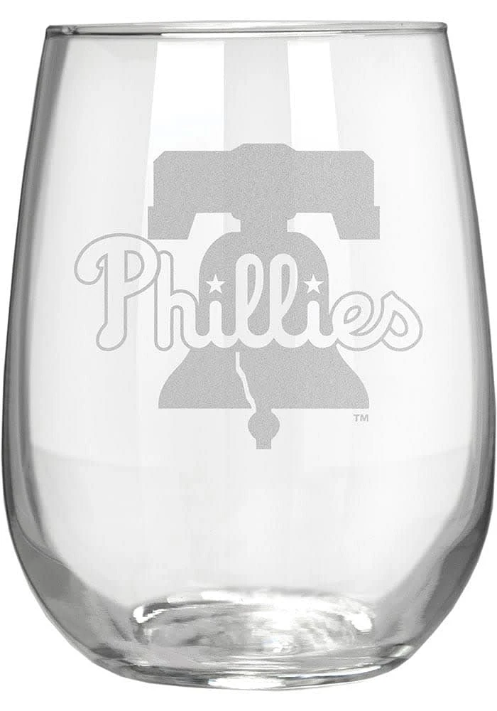 Philadelphia Phillies 15oz Laser Etch Stemless Wine Glass - White