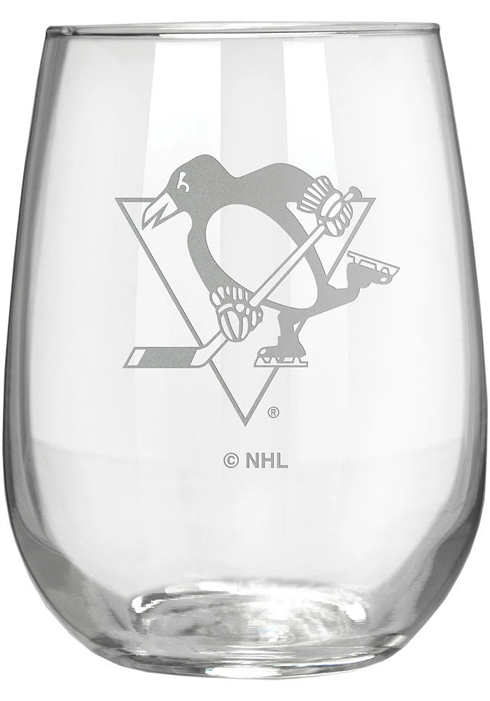 Pittsburgh Penguins 15oz Laser Etch Stemless Wine Glass - White