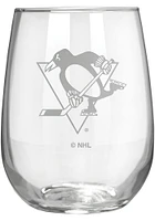 Pittsburgh Penguins 15oz Laser Etch Stemless Wine Glass - White