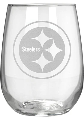Pittsburgh Steelers 15oz Laser Etch Stemless Wine Glass - White