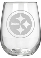 Pittsburgh Steelers 15oz Laser Etch Stemless Wine Glass - White