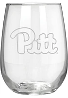 Pitt Panthers 15oz Laser Etch Stemless Wine Glass - White