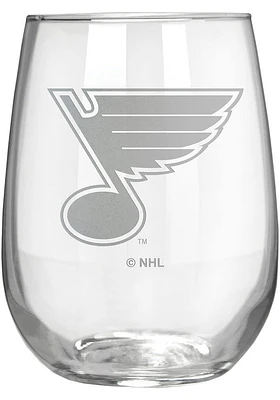 St Louis Blues 15oz Laser Etch Stemless Wine Glass - White