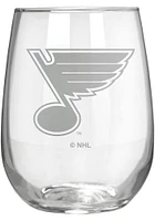 St Louis Blues 15oz Laser Etch Stemless Wine Glass - White