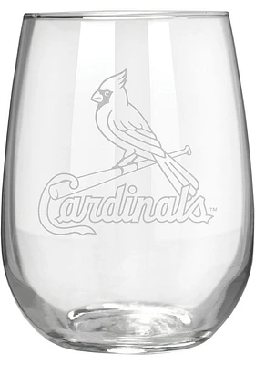 St Louis Cardinals 15oz Laser Etch Stemless Wine Glass - White