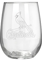 St Louis Cardinals 15oz Laser Etch Stemless Wine Glass - White