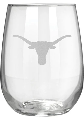 Texas Longhorns 15oz Laser Etch Stemless Wine Glass - White