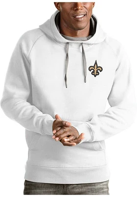 Antigua New Orleans Saints Mens White Victory Long Sleeve Hoodie