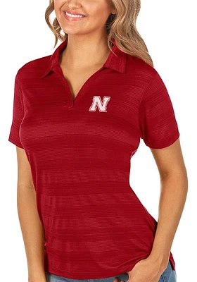 Womens Nebraska Cornhuskers Antigua Compass Short Sleeve Polo Shirt