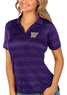 Womens Washington Huskies Antigua Compass Short Sleeve Polo Shirt