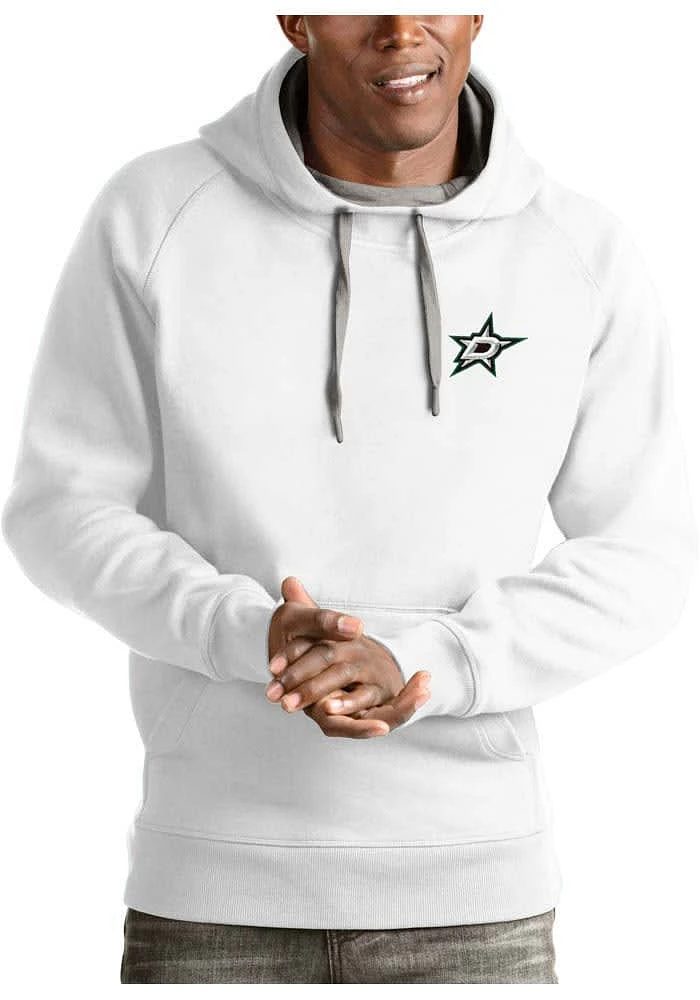 Antigua Dallas Stars Mens White Victory Long Sleeve Hoodie