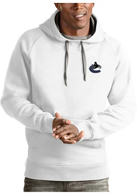 Antigua Vancouver Canucks Mens White Victory Long Sleeve Hoodie