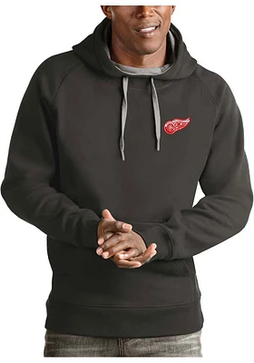 Antigua Detroit Red Wings Mens Charcoal Victory Long Sleeve Hoodie