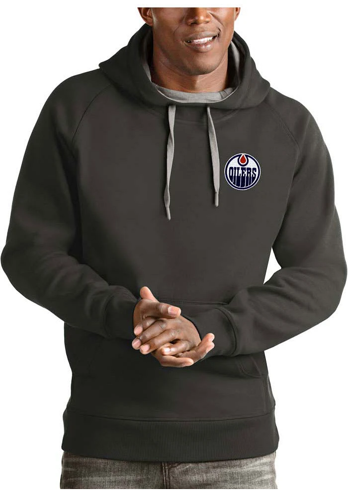 Antigua Edmonton Oilers Mens Charcoal Victory Long Sleeve Hoodie