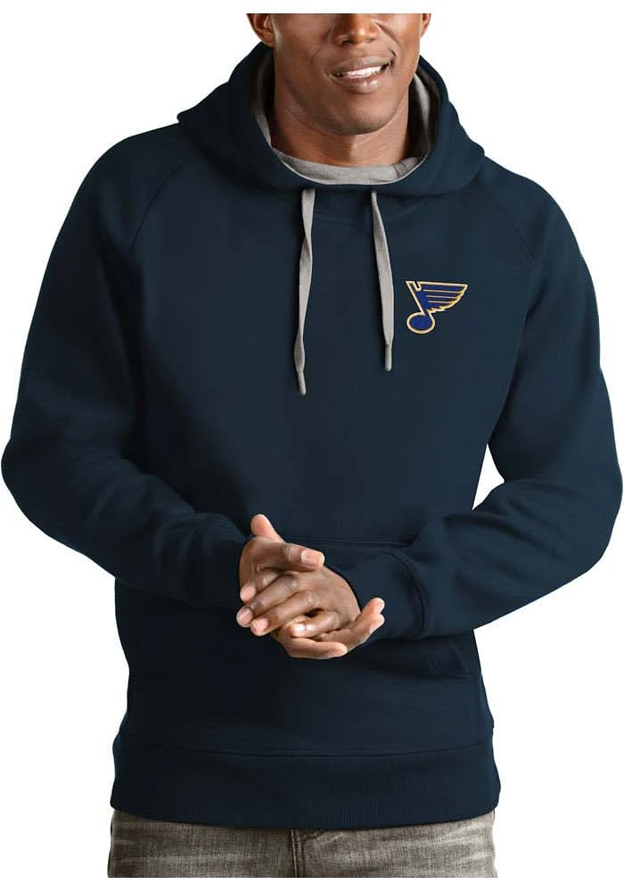 Antigua St Louis Blues Mens Navy Blue Victory Long Sleeve Hoodie