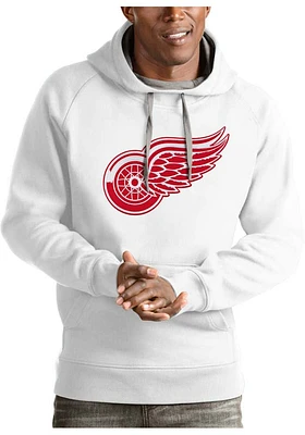 Antigua Detroit Red Wings Mens White Full Front Victory Long Sleeve Hoodie