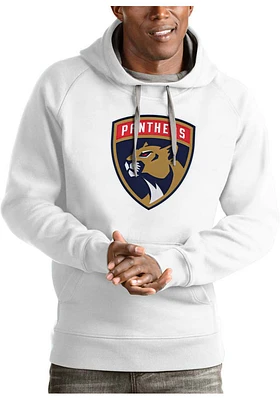 Antigua Florida Panthers Mens White Full Front Victory Long Sleeve Hoodie