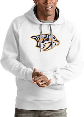 Antigua Nashville Predators Mens White Full Front Victory Long Sleeve Hoodie