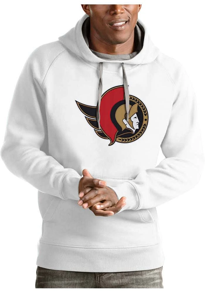 Antigua Ottawa Senators Mens White Full Front Victory Long Sleeve Hoodie