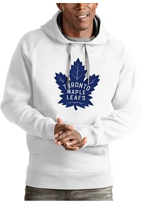 Antigua Toronto Maple Leafs Mens White Full Front Victory Long Sleeve Hoodie