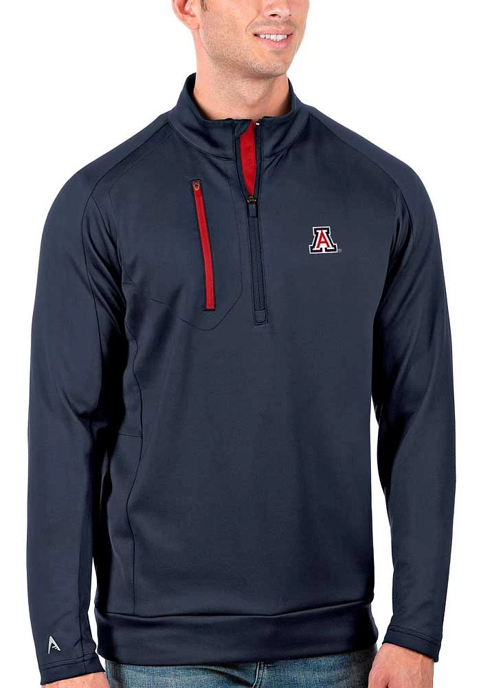 Antigua Arizona Wildcats Mens Navy Blue Generation Long Sleeve Qtr Zip Pullover