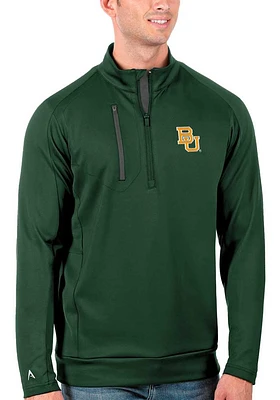 Antigua Baylor Bears Mens Green Logo Generation Long Sleeve Qtr Zip Pullover