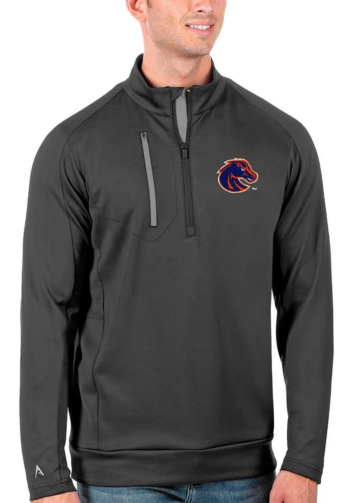 Antigua Boise State Broncos Mens Grey Generation Long Sleeve Qtr Zip Pullover