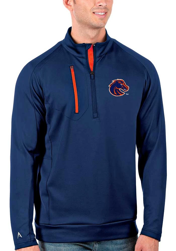 Antigua Boise State Broncos Mens Blue Generation Long Sleeve Qtr Zip Pullover